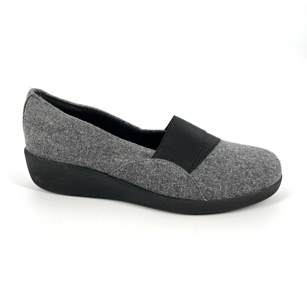 Easy Spirit Shoes Womens Size 7 Gray Shimmer Fabric Slip-On Low Wedge Kaleo